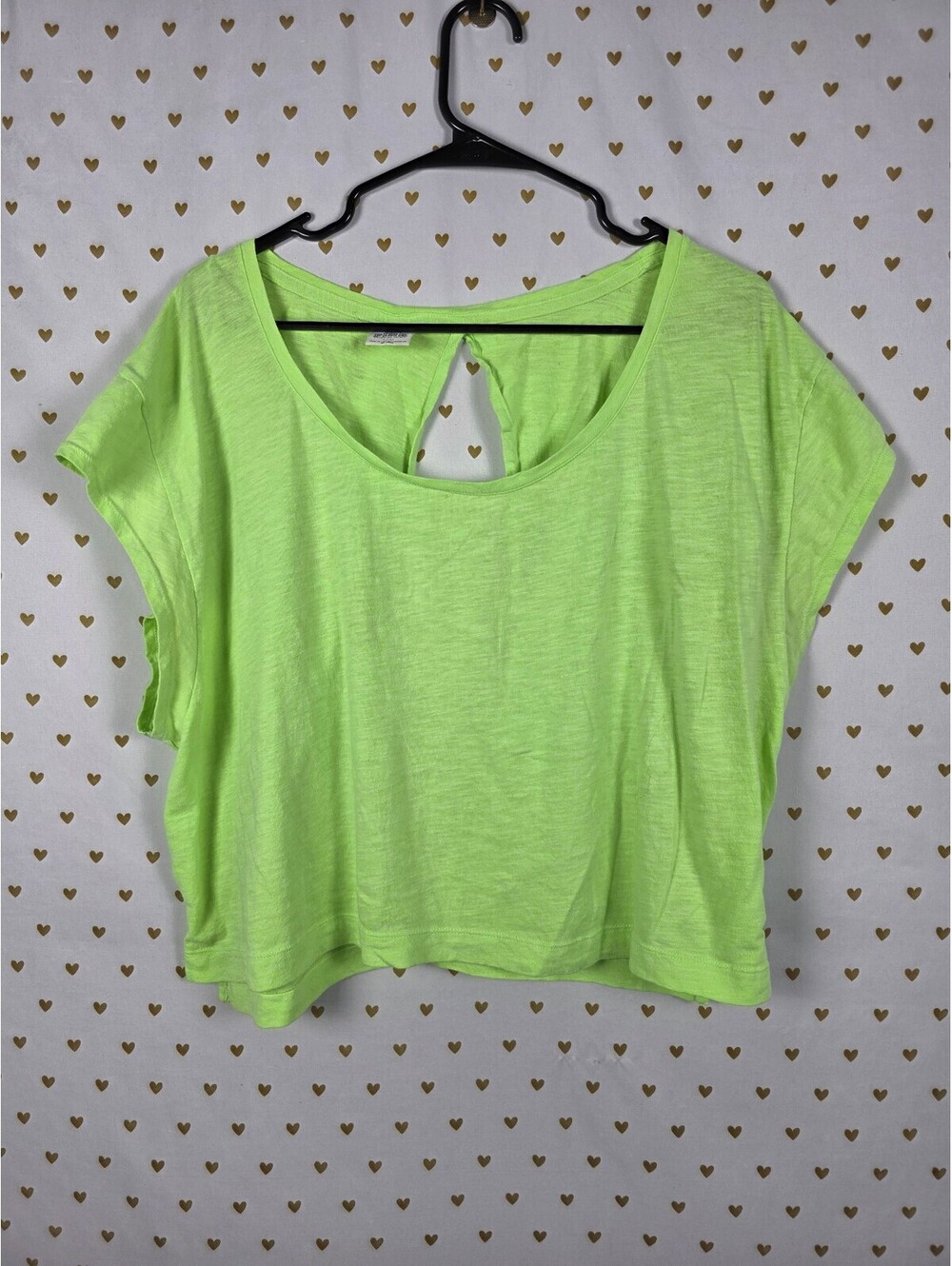 Victorias Secret PINK Vintage Neon OPEN BACK Cropped Y2k Tee shirt LARGE